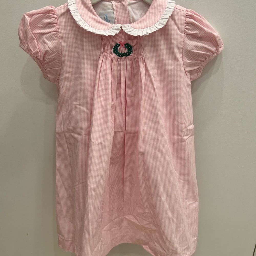James & Lottie Pink Gingham Dress with Embroidery